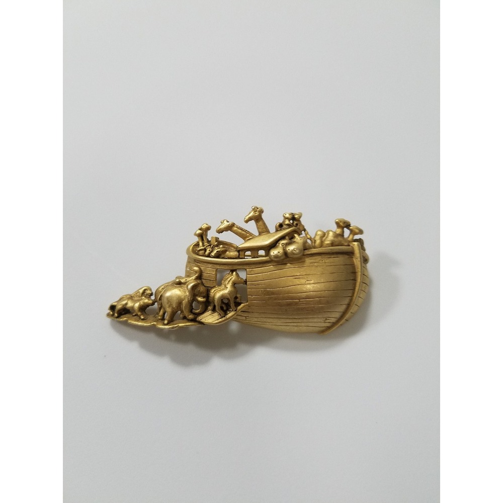 Vintage AJC 80's‎ Noah Arc gold tone brooch signed